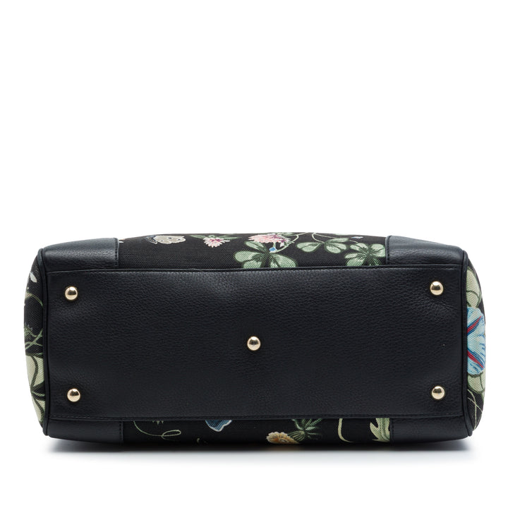 Gucci Medium Toile Flora Knight Bamboo Shopper Sac