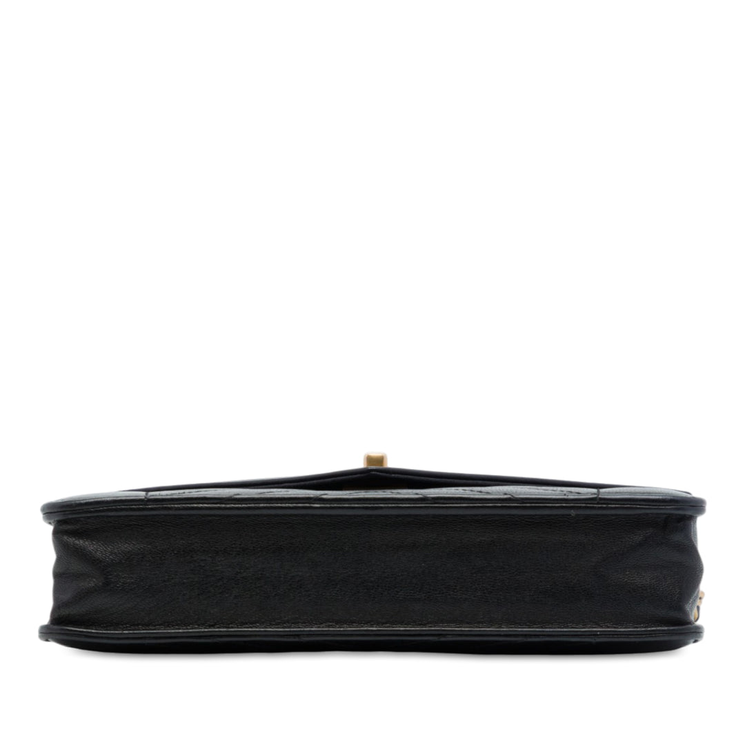 Reversed Chevron Wallet on Chain Cuir d'agneau Noir
