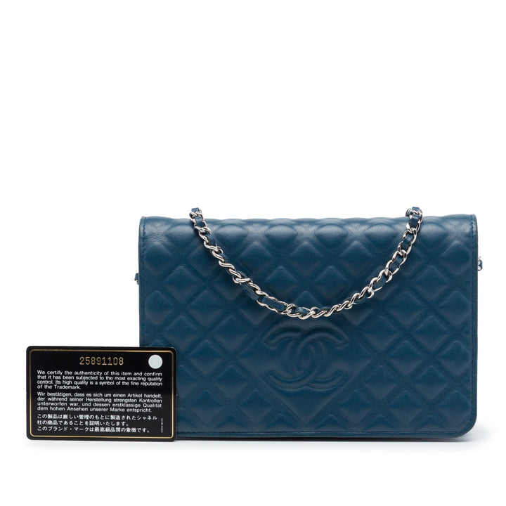 Chanel CC embossé Diamond Wallet on Chain Cuir d'agneau Bleu – vue 7 – GABY PARIS