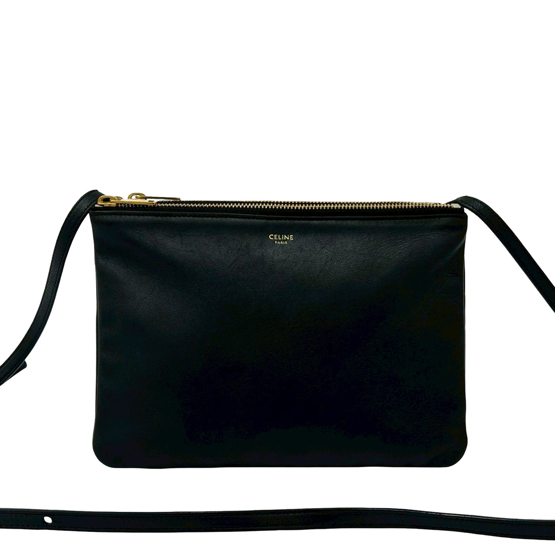 Celine Trio Sac Grand Cuir d'agneau Noir – vue principale – GABY PARIS
