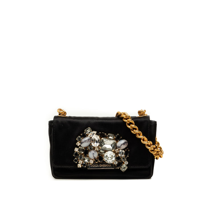 Dolce & Gabbana Sac bandoulière Cristal Orné Miss Stone Chaîne Noir – vue principale – GABY PARIS