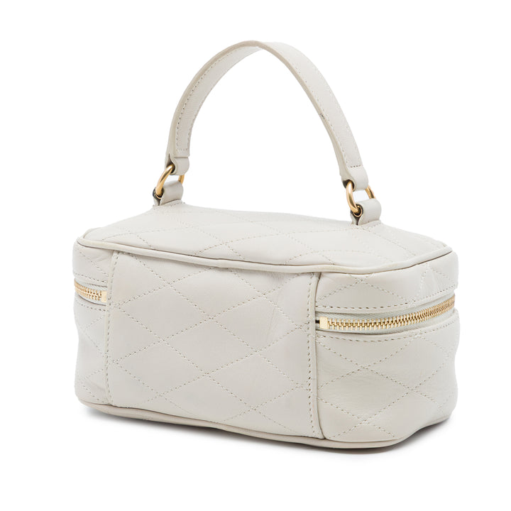 Saint Laurent Matelassé Gaby Vanity Mini Cuir d'agneau Blanc – vue 2 – GABY PARIS