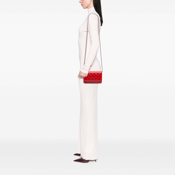 Bicolor Classic Patent Wallet On Chain Red - Gaby Paris