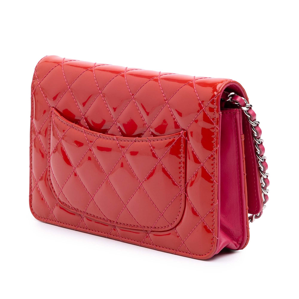 Bicolor Classic Patent Wallet On Chain Red - Gaby Paris