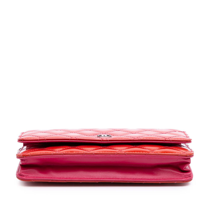 Bicolor Classic Patent Wallet On Chain Red - Gaby Paris