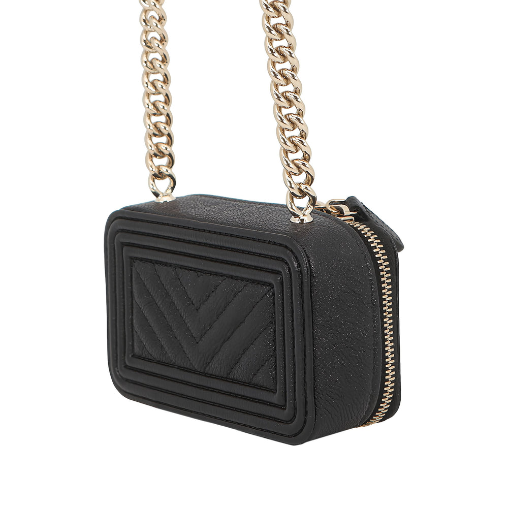 Chanel Chevron Boy Pochette avec chaîne Mini Cuir caviar Noir – vue 2 – GABY PARIS