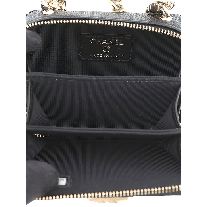 Chanel Chevron Boy Pochette avec chaîne Mini Cuir caviar Noir – vue 4 – GABY PARIS