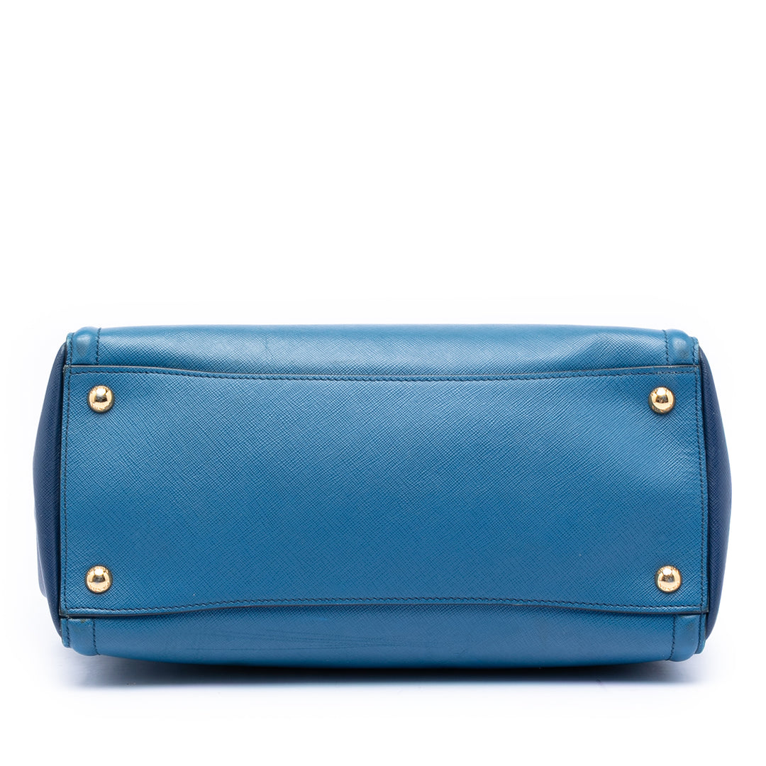 Prada Bicolore Lux Cabas Saffiano Bleu – vue 3 – GABY PARIS