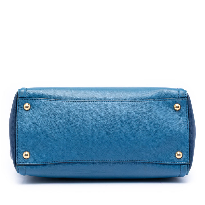 Prada Bicolore Lux Cabas Saffiano Bleu – vue 3 – GABY PARIS