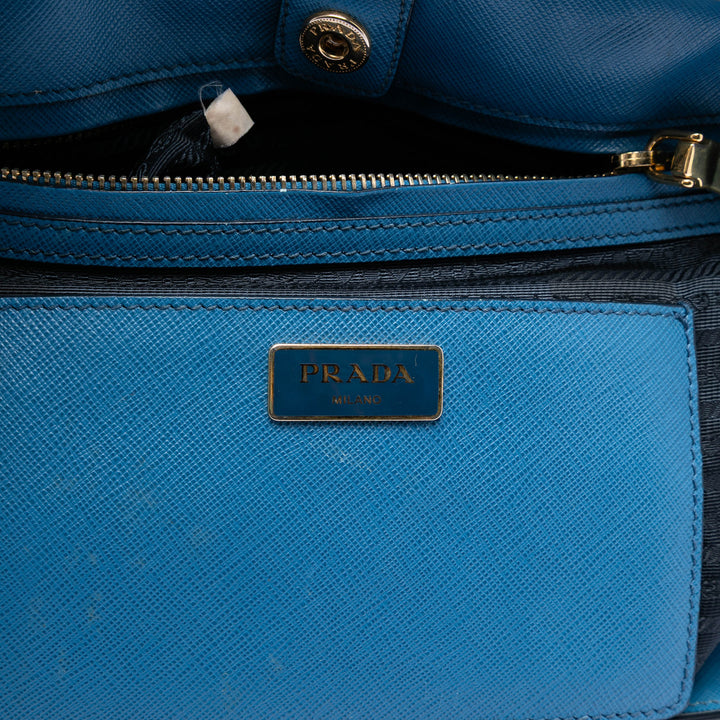 Prada Bicolore Lux Cabas Saffiano Bleu – vue 5 – GABY PARIS