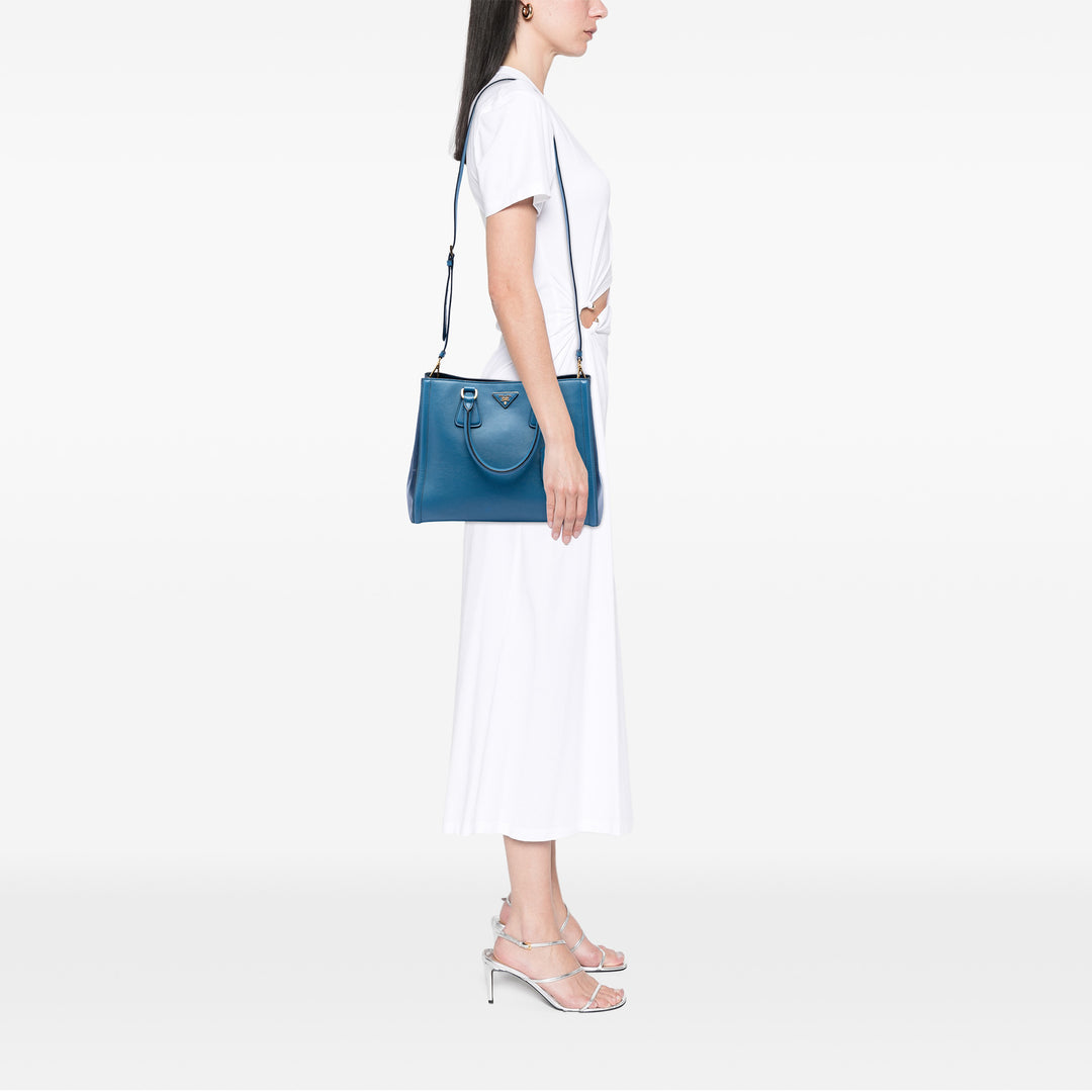 Prada Bicolore Lux Cabas Saffiano Bleu – vue 6 – GABY PARIS