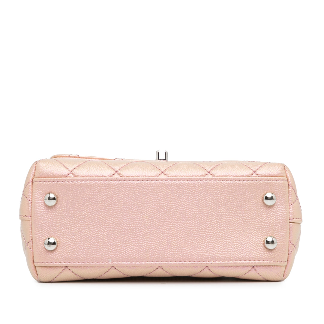 Extra Mini Iridescent Caviar Coco Handle Bag Pink - Gaby Paris