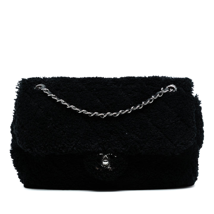 Chanel Jumbo Quilted Shearling Simple rabat Noir – GABY PARIS Authentique