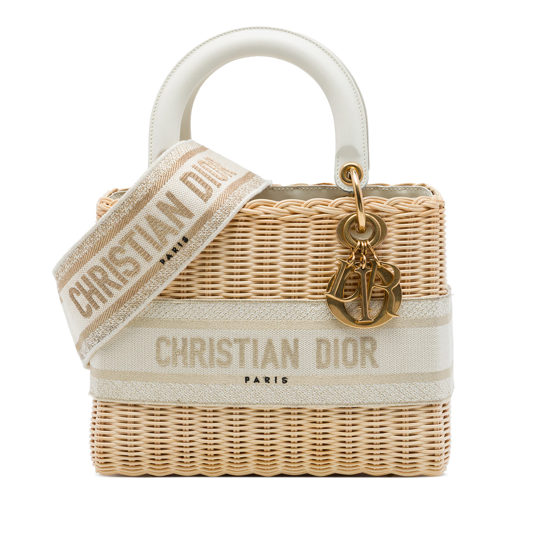 Dior Lady Dior Moyen Osier Beige – vue principale – GABY PARIS