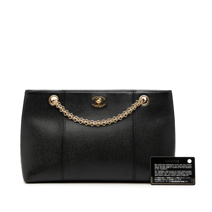 Chanel CC Caviar Chain Shopping Cabas