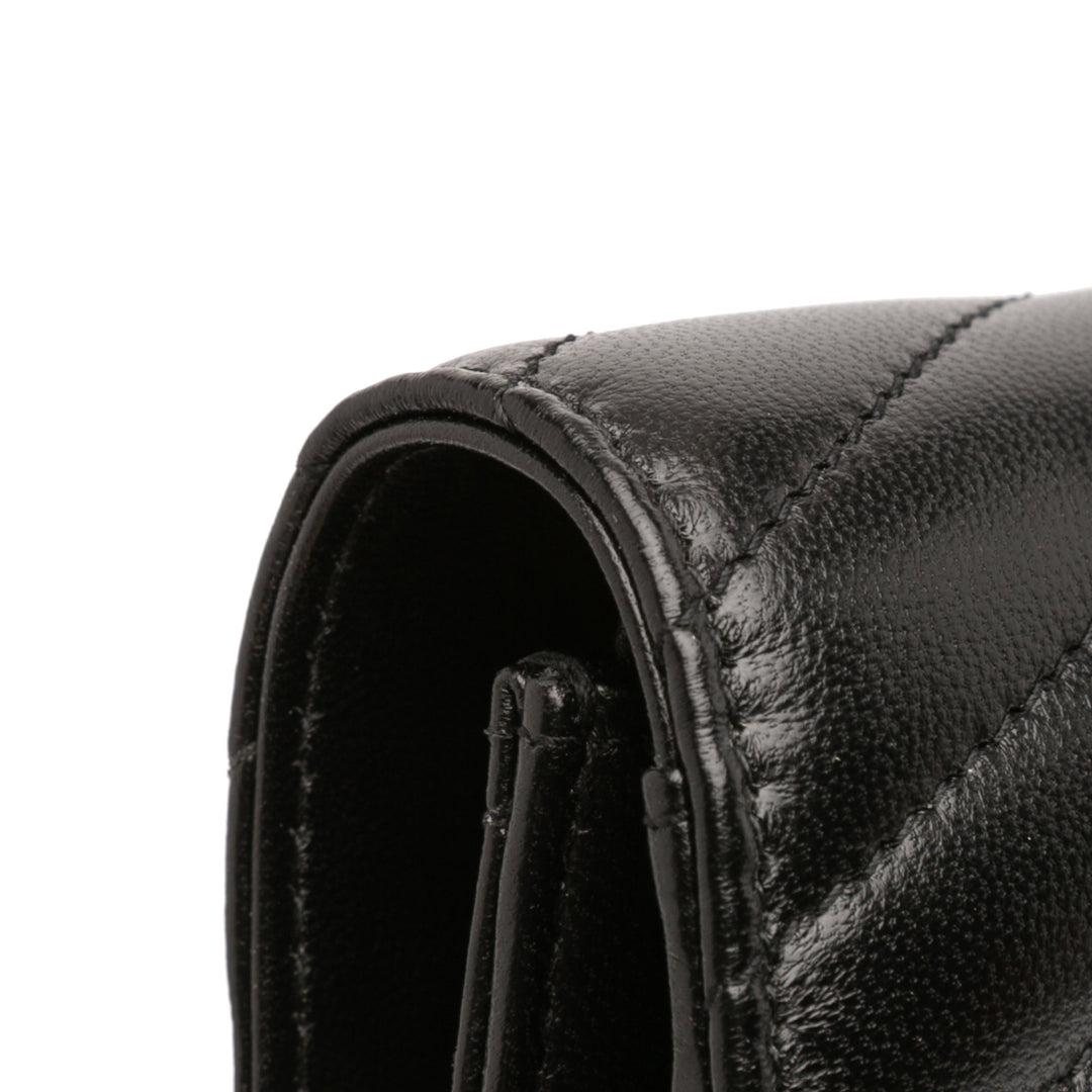 Saint Laurent Chevron Cuir Cassandre Envelope Chain Portefeuille