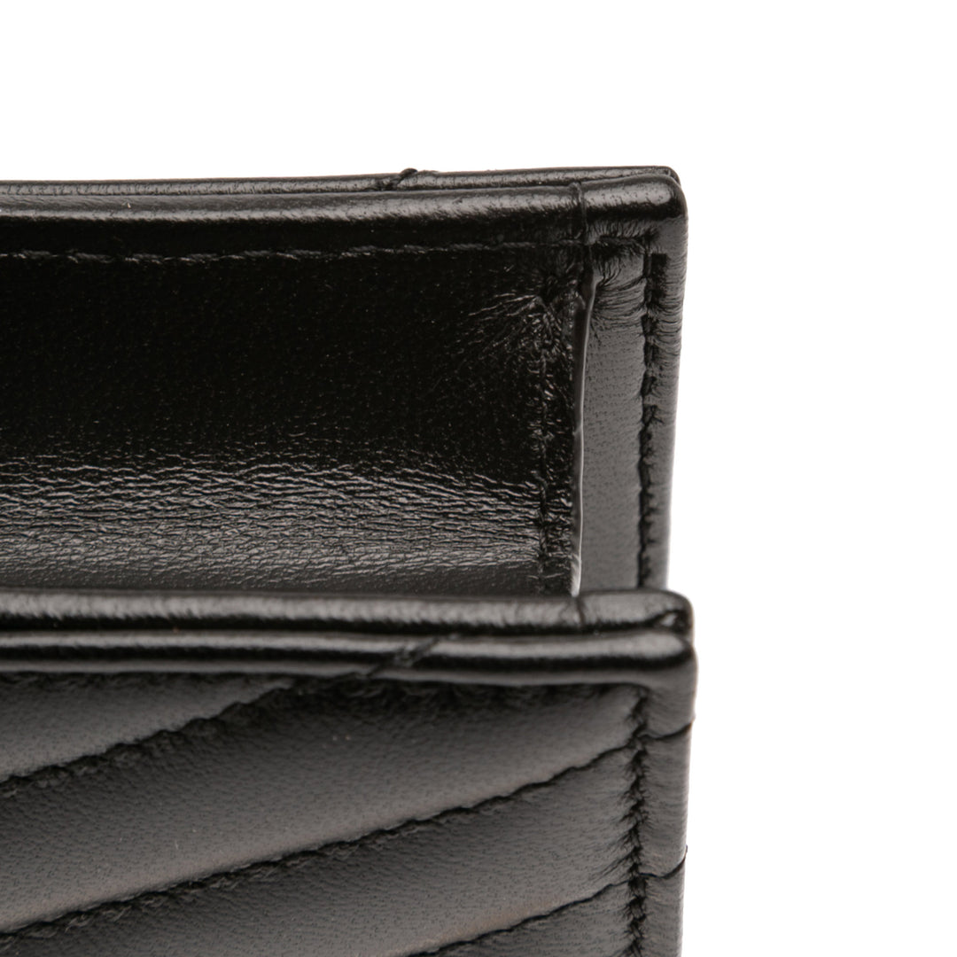 Saint Laurent Chevron Cuir Cassandre Envelope Chain Portefeuille