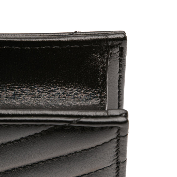 Saint Laurent Chevron Cuir Cassandre Envelope Chain Portefeuille