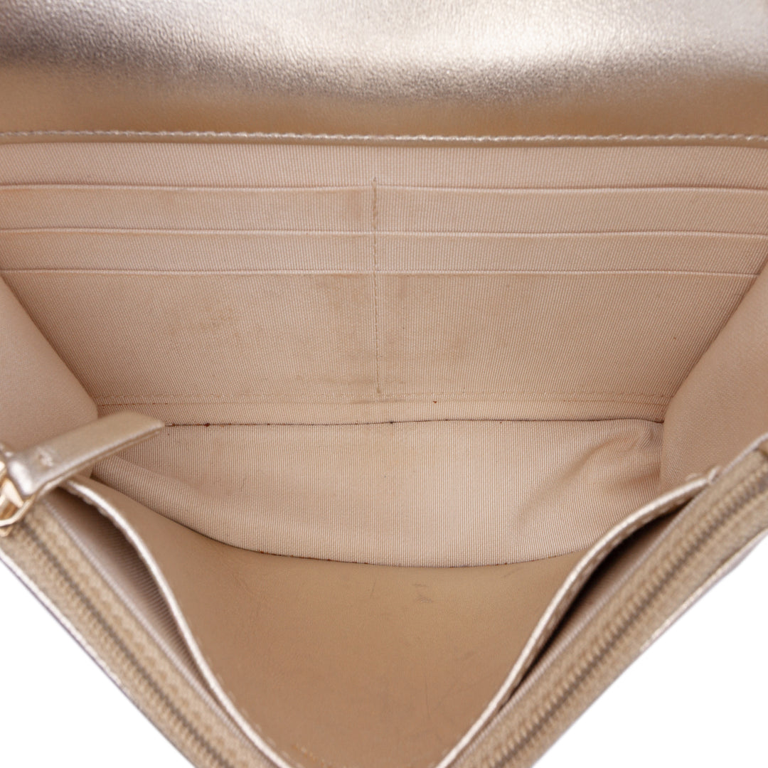 CC Metallic Quilted Lambskin Wallet on Chain Gold - Gaby Paris