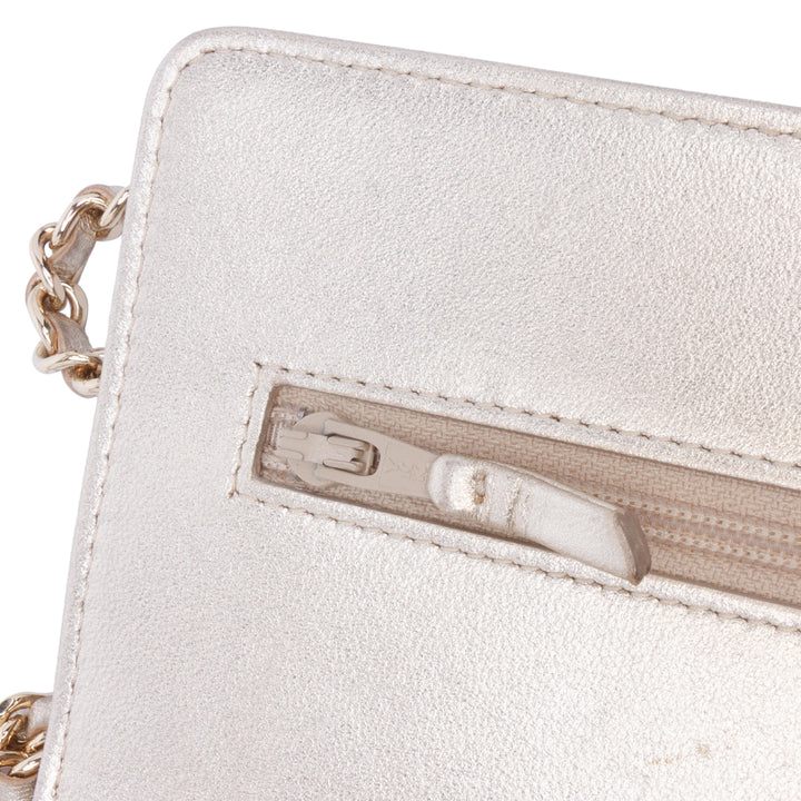 CC Metallic Quilted Lambskin Wallet on Chain Gold - Gaby Paris