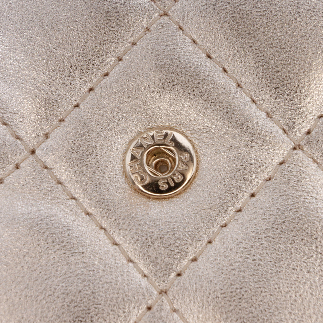 CC Metallic Quilted Lambskin Wallet on Chain Gold - Gaby Paris