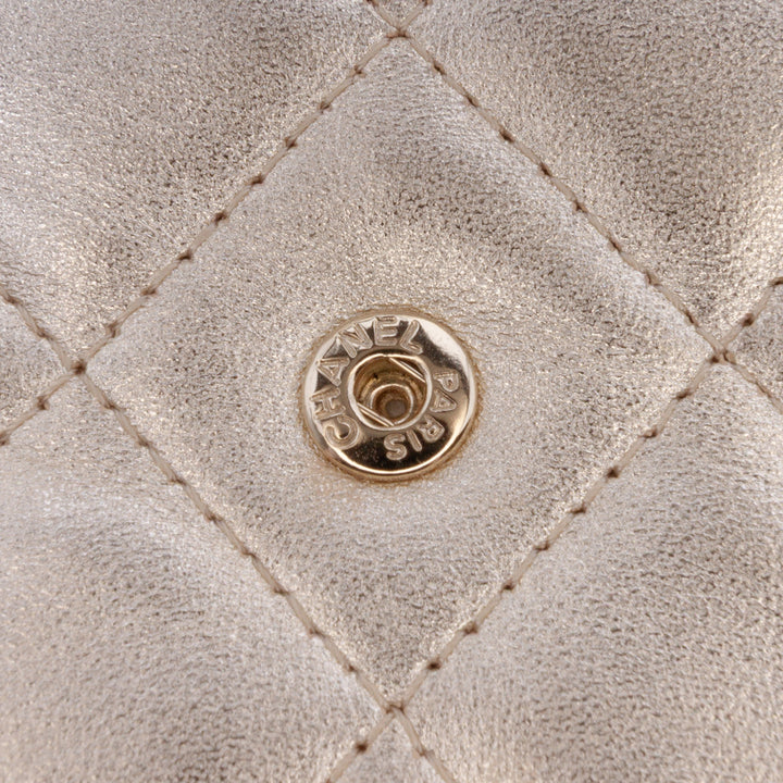 CC Metallic Quilted Lambskin Wallet on Chain Gold - Gaby Paris