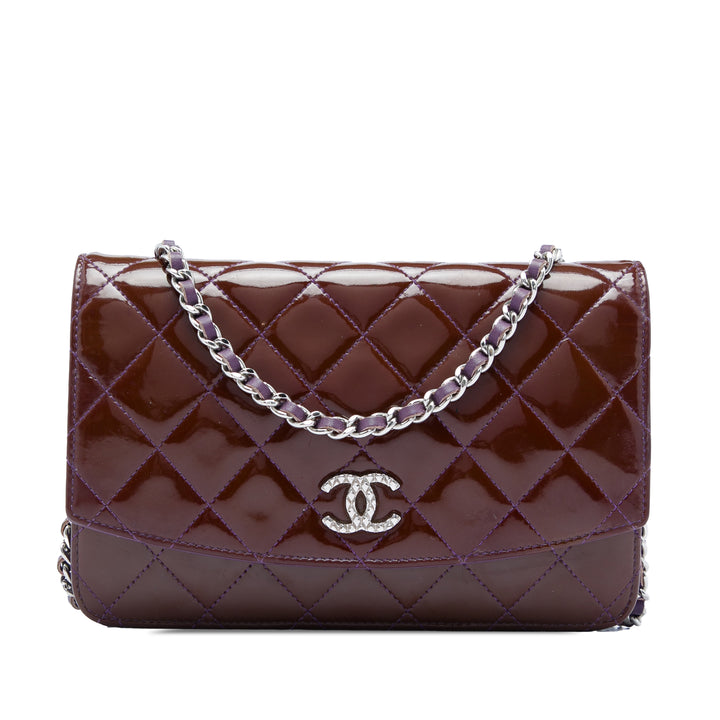 Chanel CC Matelassé Cuir verni Brilliant Wallet on Chain