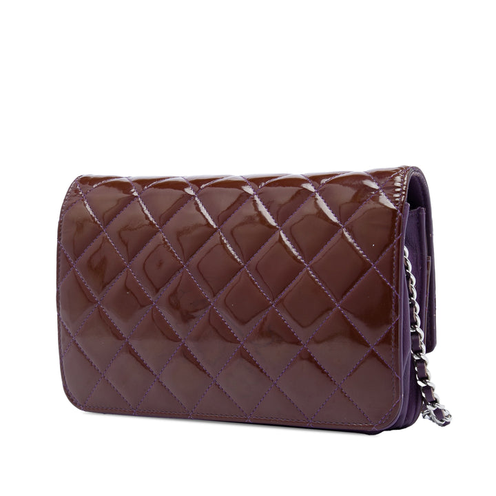 Chanel CC Matelassé Cuir verni Brilliant Wallet on Chain