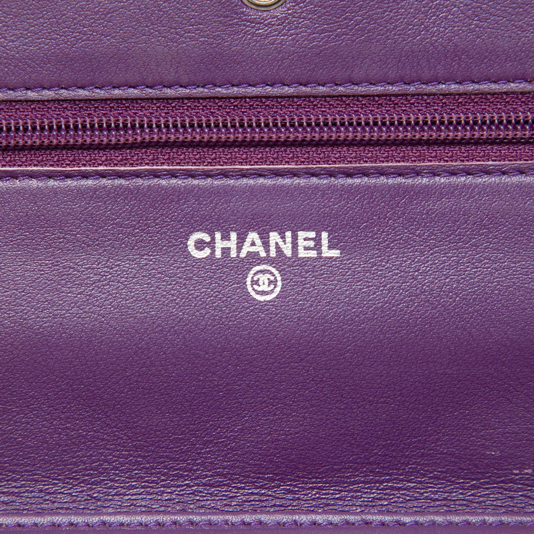 Chanel CC Matelassé Cuir verni Brilliant Wallet on Chain