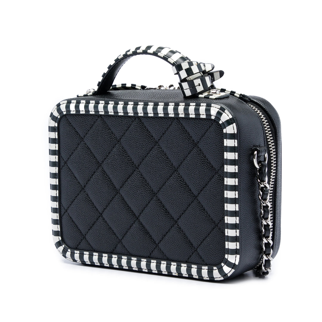 Chanel Small Caviar Striped CC Filigree Vanity