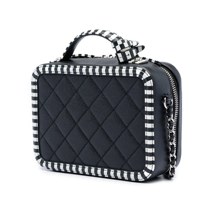 Chanel Small Caviar Striped CC Filigree Vanity