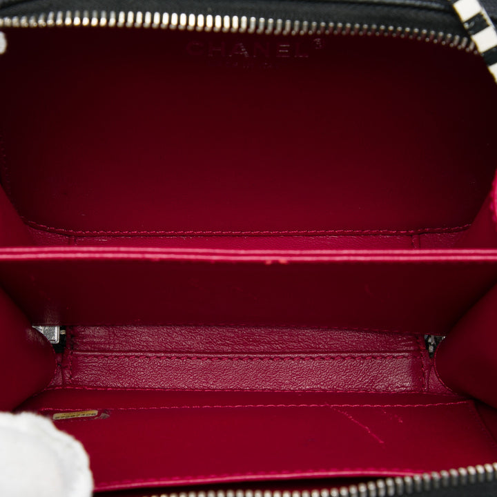 Chanel Small Caviar Striped CC Filigree Vanity