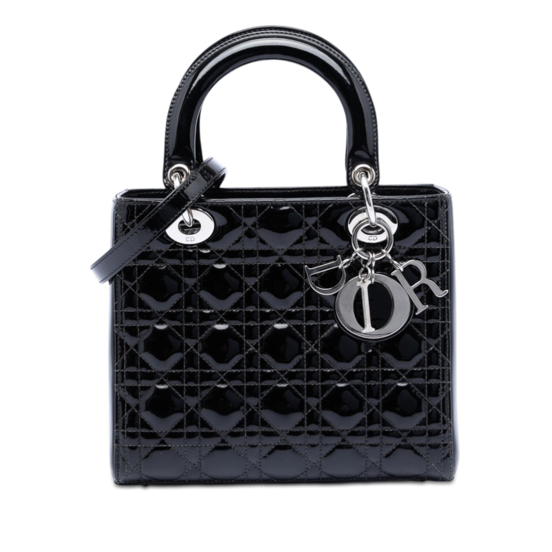 Dior Medium Cuir verni Cannage Lady Dior