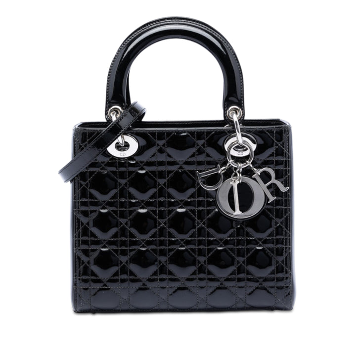 Dior Medium Cuir verni Cannage Lady Dior