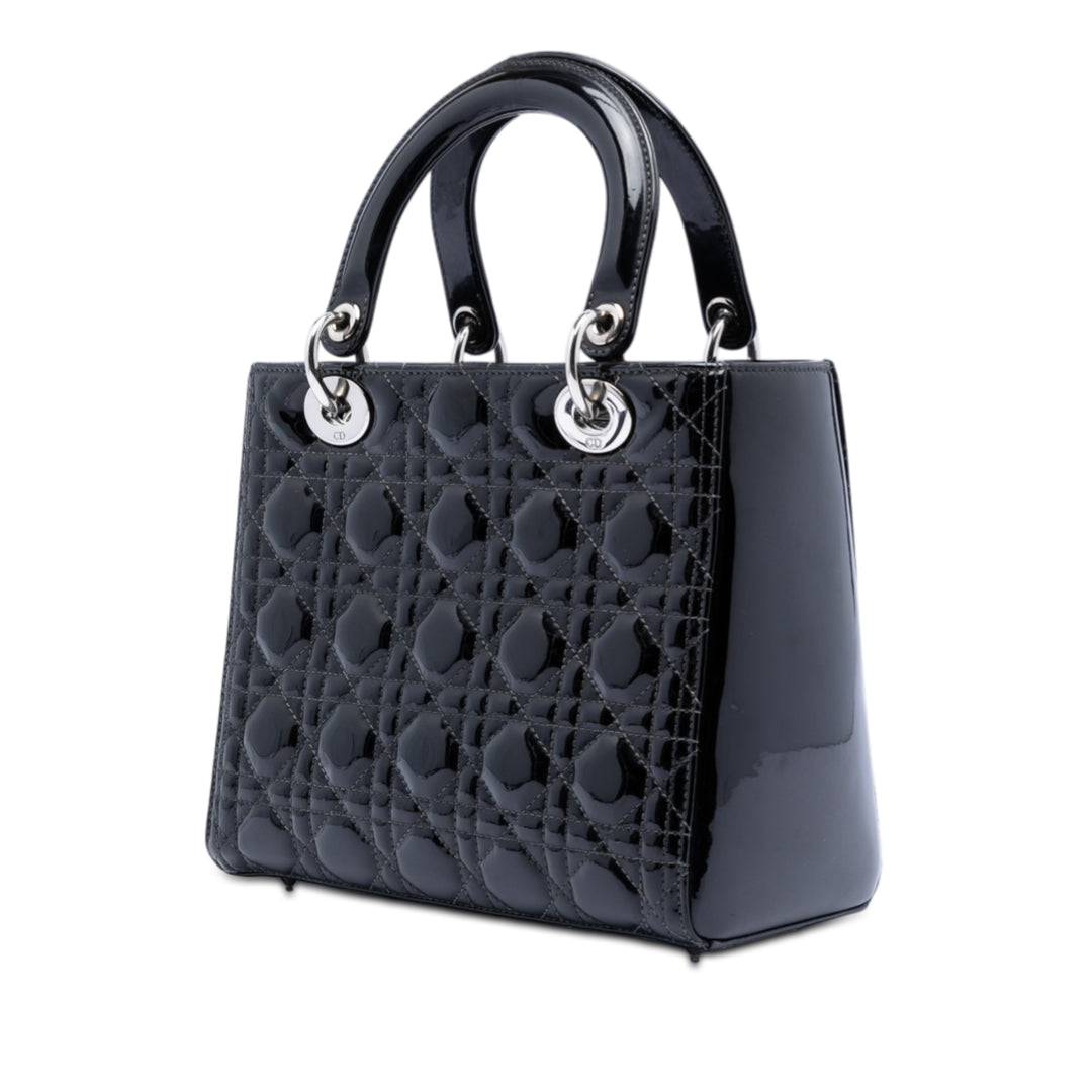 Dior Medium Cuir verni Cannage Lady Dior