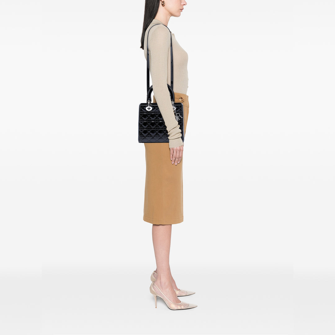 Dior Medium Cuir verni Cannage Lady Dior