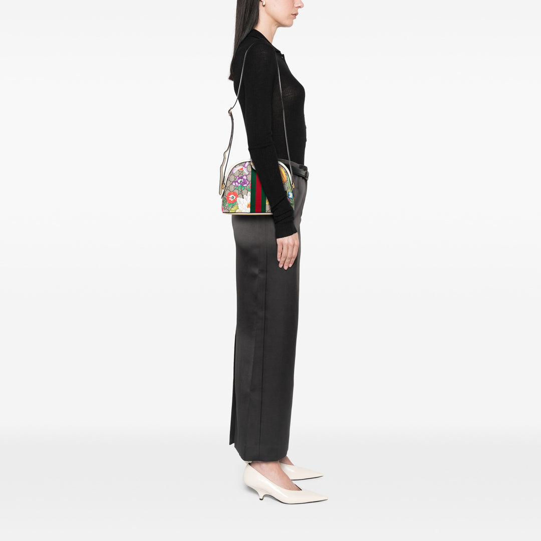 Gucci Small GG Supreme Web Flora Ophidia Dome Sac porté croisé