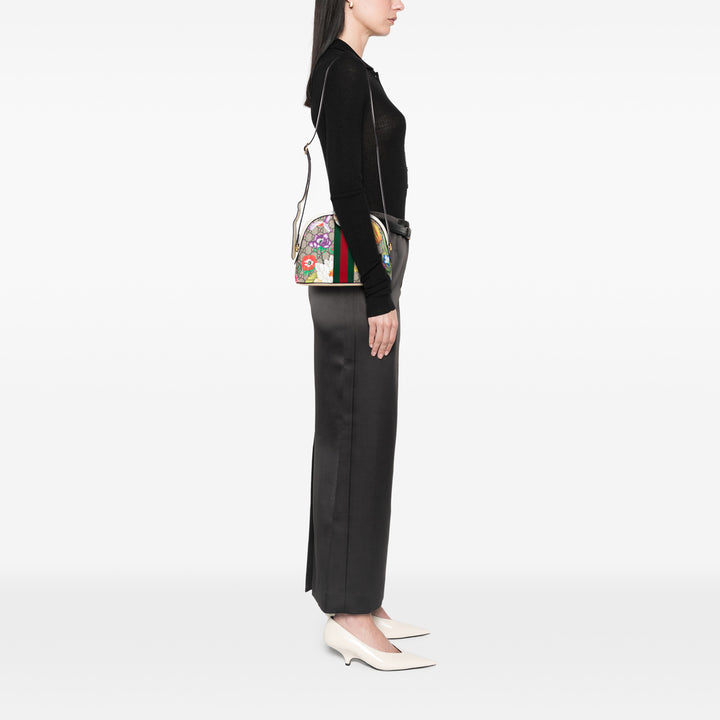 Gucci Small GG Supreme Web Flora Ophidia Dome Sac porté croisé