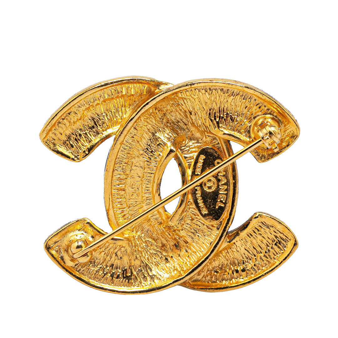 Gold Plated CC Quilted Brooch Gold - Gaby Paris