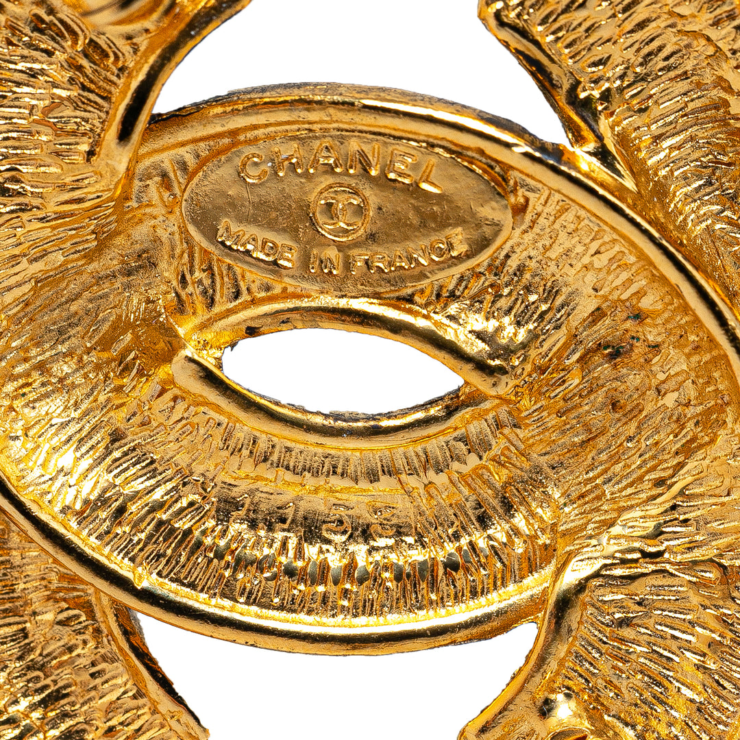 Chanel Gold Plated CC Quilted Brooch Gold - GABY PARIS