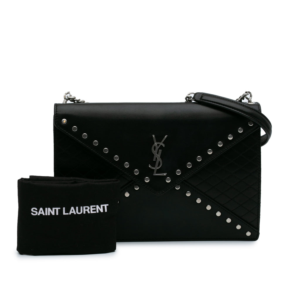 Quilted Lambskin Studded Monogram Gaby Shoulder Bag Black - Gaby Paris