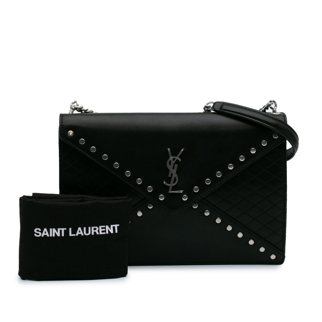 Quilted Lambskin Studded Monogram Gaby Shoulder Bag Black - Gaby Paris