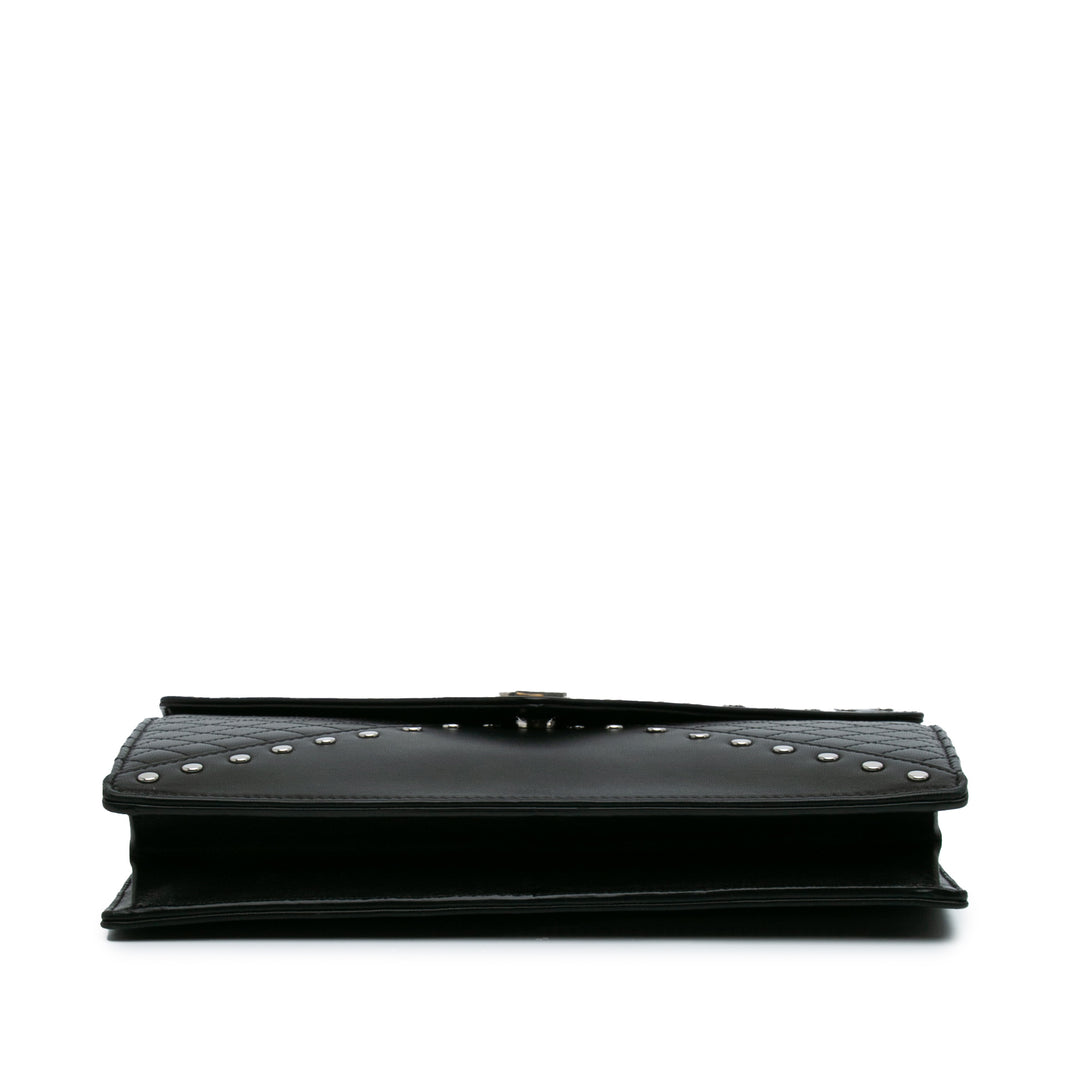 Quilted Lambskin Studded Monogram Gaby Shoulder Bag Black - Gaby Paris