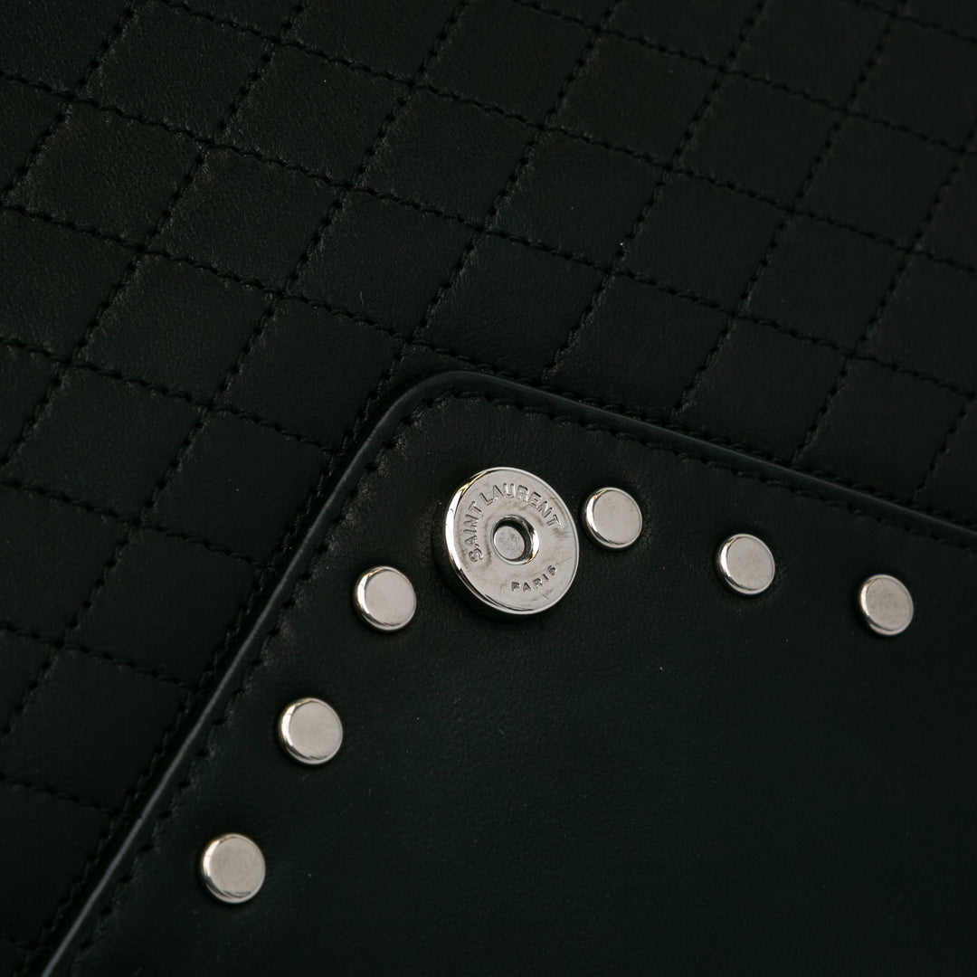 Quilted Lambskin Studded Monogram Gaby Shoulder Bag Black - Gaby Paris