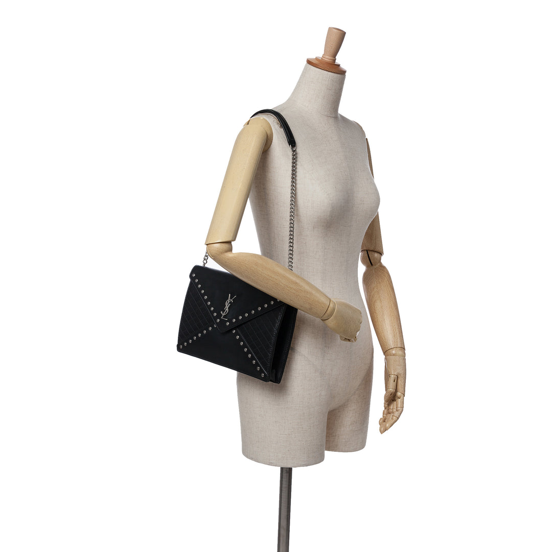 Quilted Lambskin Studded Monogram Gaby Shoulder Bag Black - Gaby Paris
