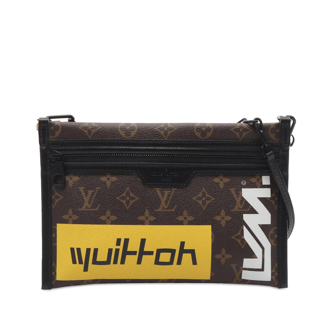 Monogram Double Flat Messenger Brown - Gaby Paris