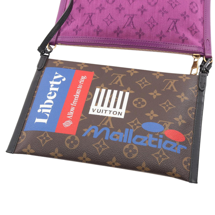 Monogram Double Flat Messenger Brown - Gaby Paris