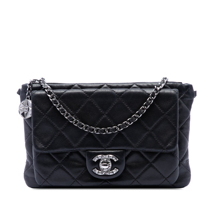 Chanel CC Matelassé Mineral Nights à rabat Cuir d'agneau
