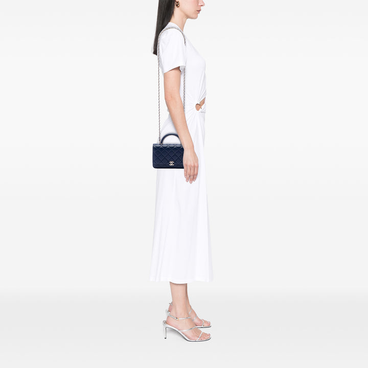 Chanel Mini Rectangular Cuir d’agneau Paris Le19M Charming anse supérieure à rabat