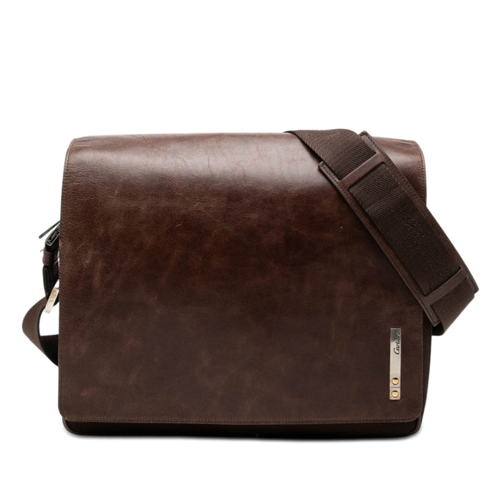Cartier Sac bandoulière Santos Messenger Marron – vue principale – GABY PARIS